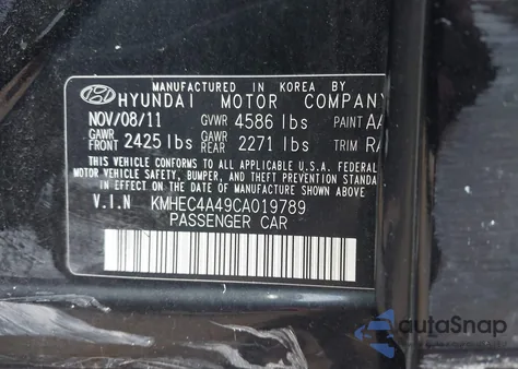 2012 Hyundai Sonata Hybrid из США, поврежденный, VIN KMHEC4A49CA019789